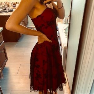 COPY - NEW Red Sweetheart Cocktail Dress with Black Lace